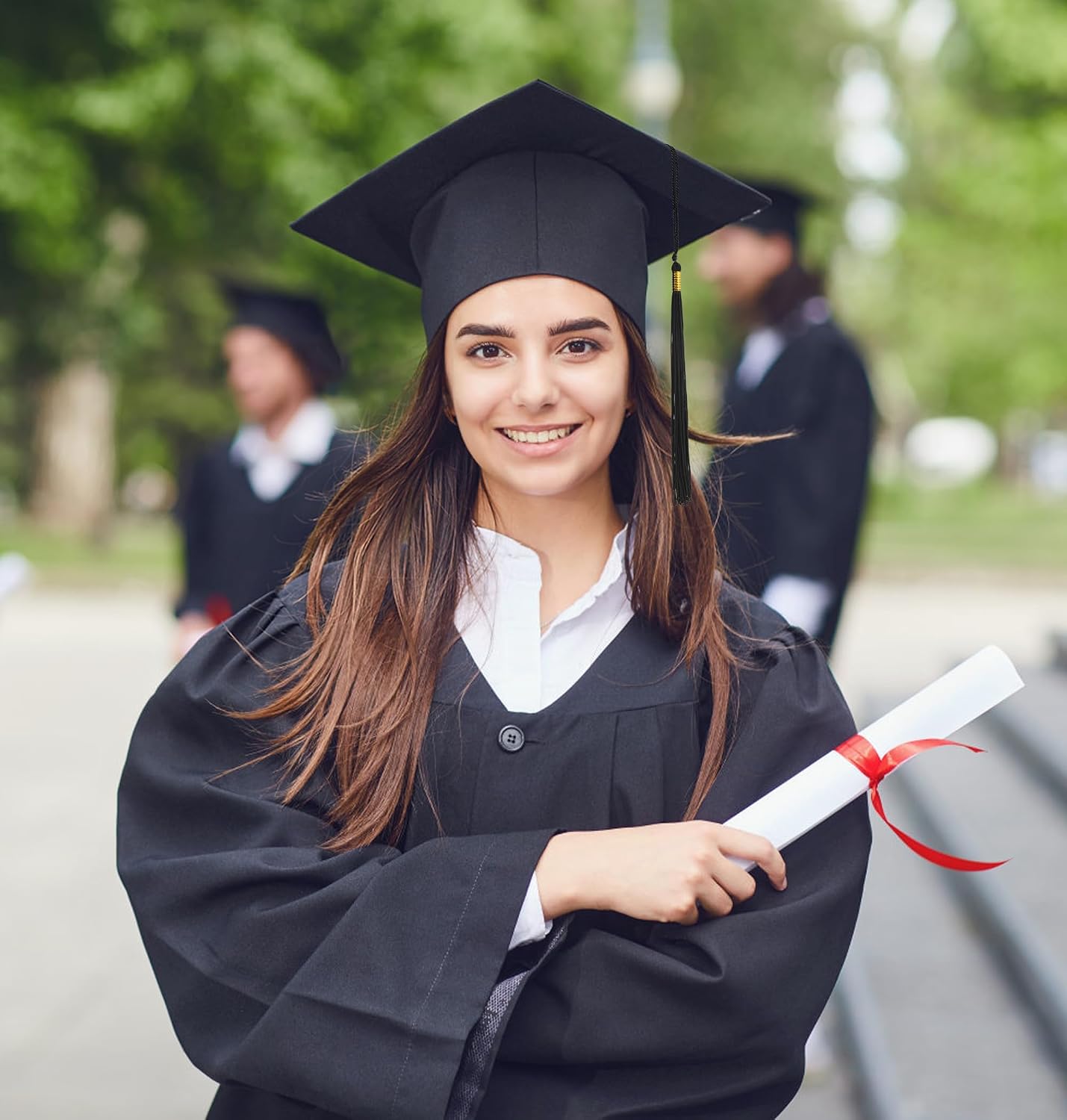 GraduatePro Black Graduation Cap Bulk for College High School Ceremony