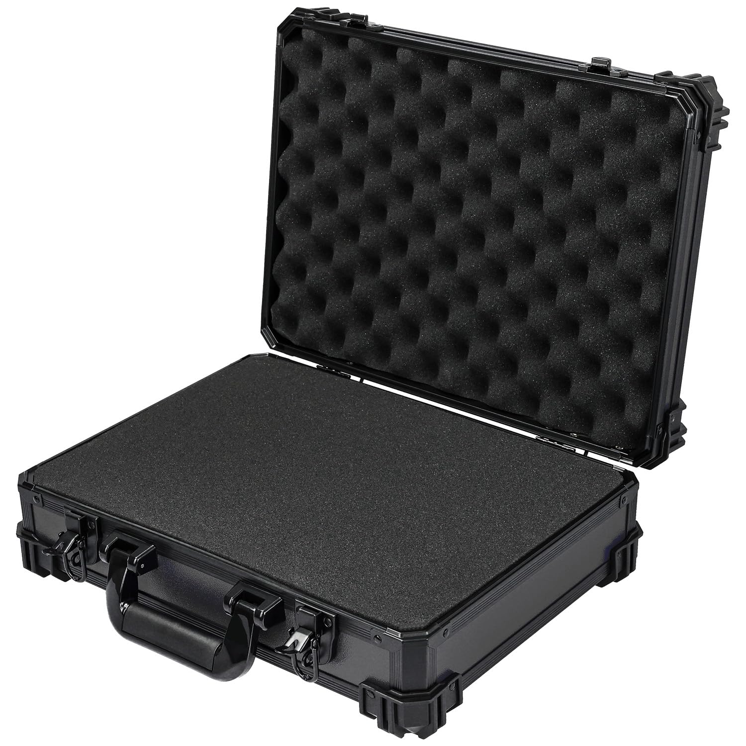 HMF 15502-02 Valigetta di trasporto con schiuma a griglia, valigetta universale, cassetta attrezzi | 39 x 29 x 12 cm | Nero