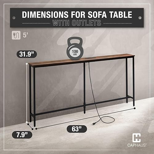Miniatura 11 de CAPHAUS Mesa de consola estrecha y larga de 71 pulgadas para entrada, mesa de diseño clásico estrecha y larga para sala de estar, mesa de entrada