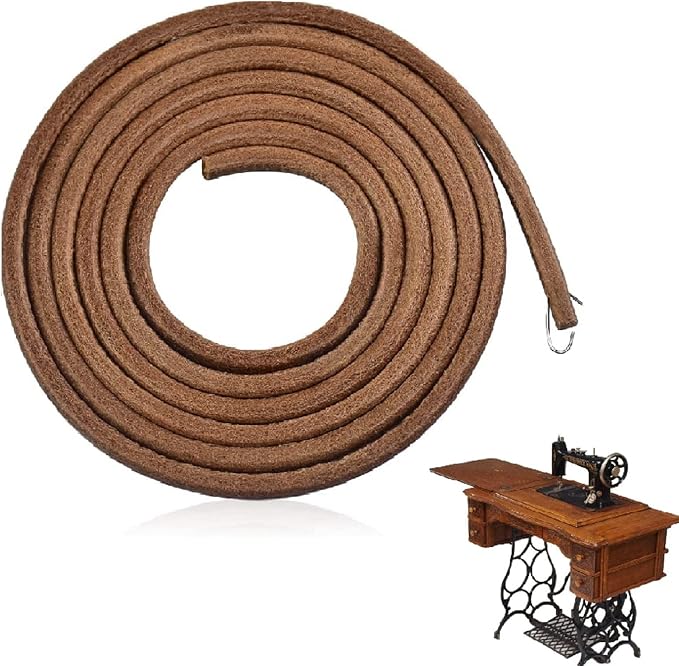 2 Cinghie In Pelle Per Macchina Da Cucire Con Ganci - Ricambio Per Macchine Domestiche Vintage - Lunghezza 180 Cm