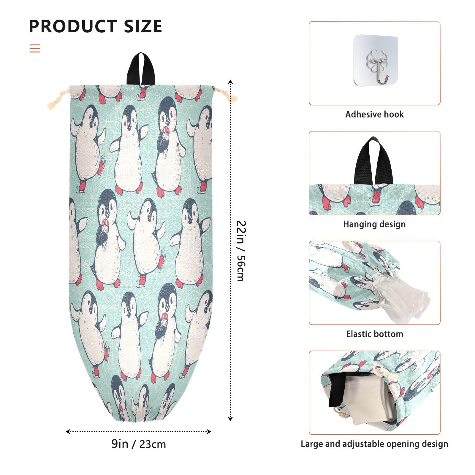 Porta sacchetti di plastica da appendere a forma di pinguini carini per la spesa organizer da cucina con pinguini animali sacchetto di plastica per la spazzatura borsa della spesa sacchetti per la
