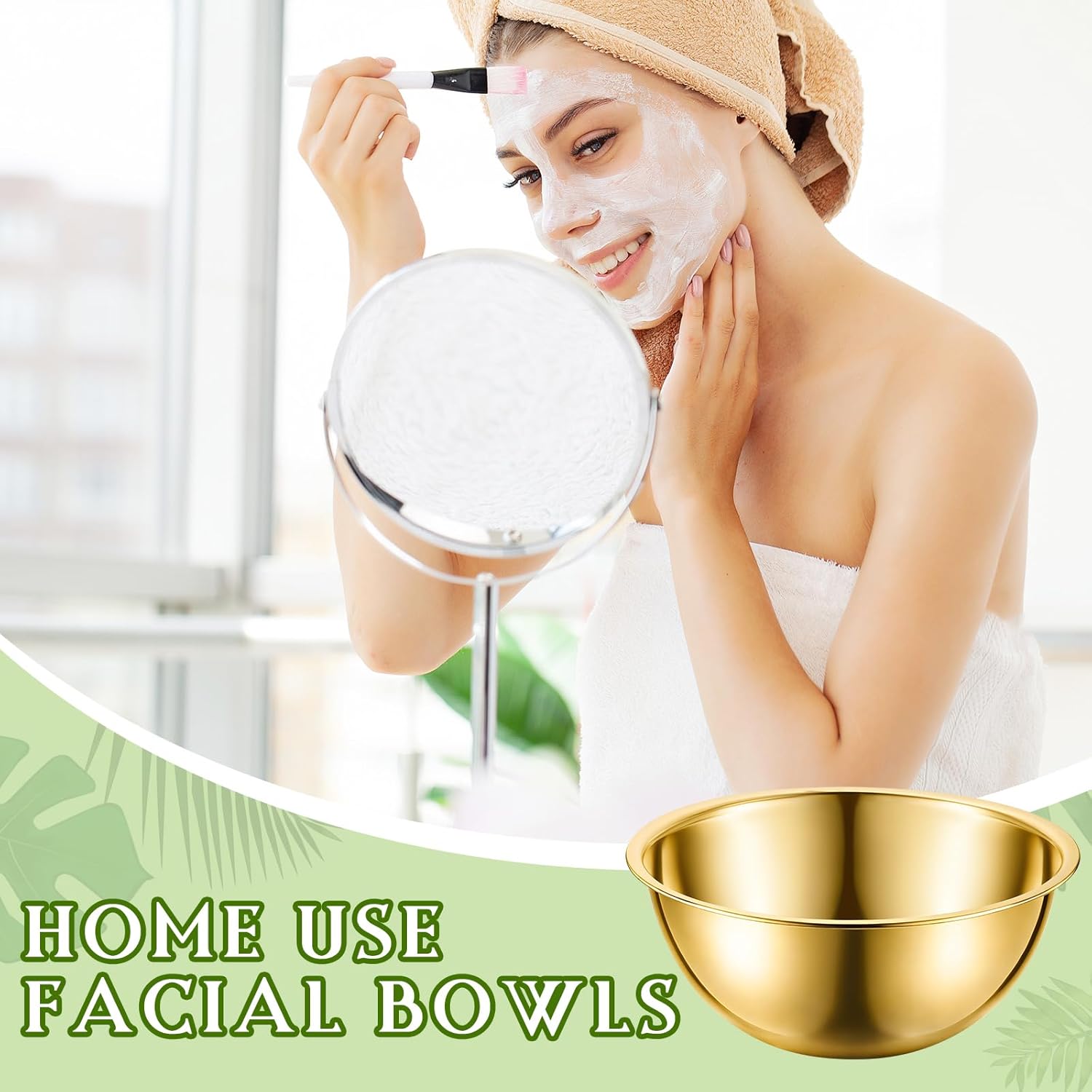 Teenyyou 2 Pcs Big Stainless Steel Facial Bowl Esthetician 8 Inch Facial Mask Mixing Kit for Spa Home Use