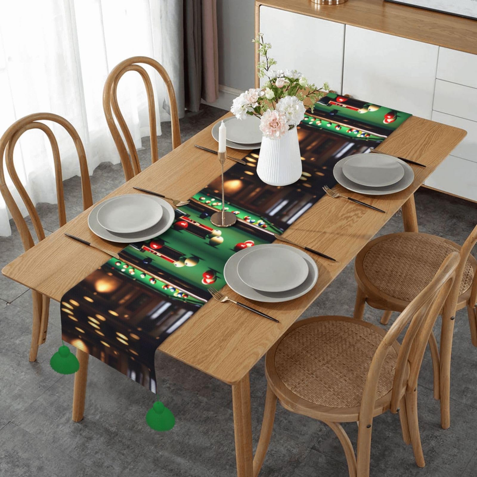 Chemin de table rustique pour repas de Noël et décoration de cuisine