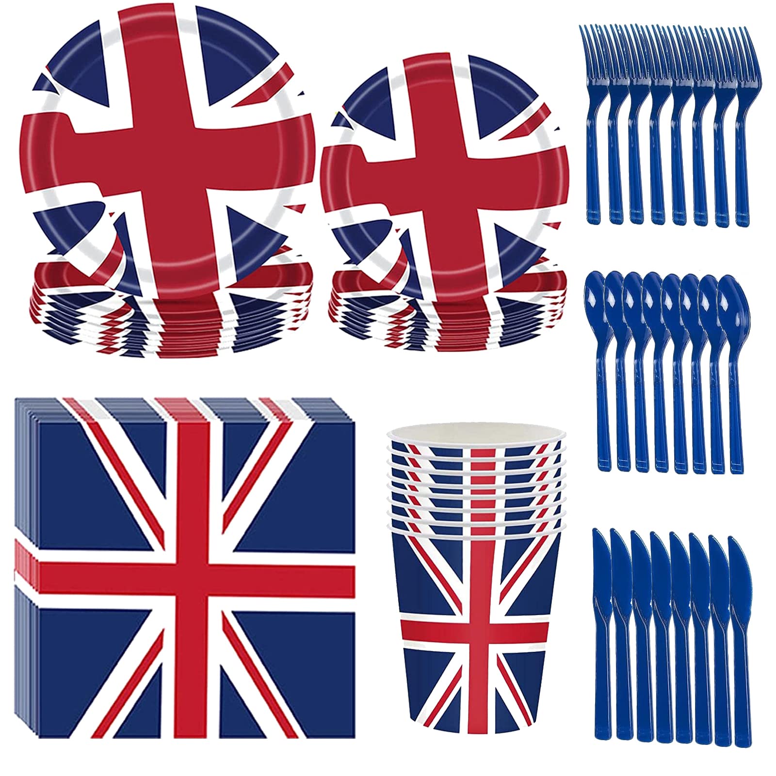 Buy OBOVO Union Jack Party Supplies, 68 Pcs Union Jack Tableware Set
