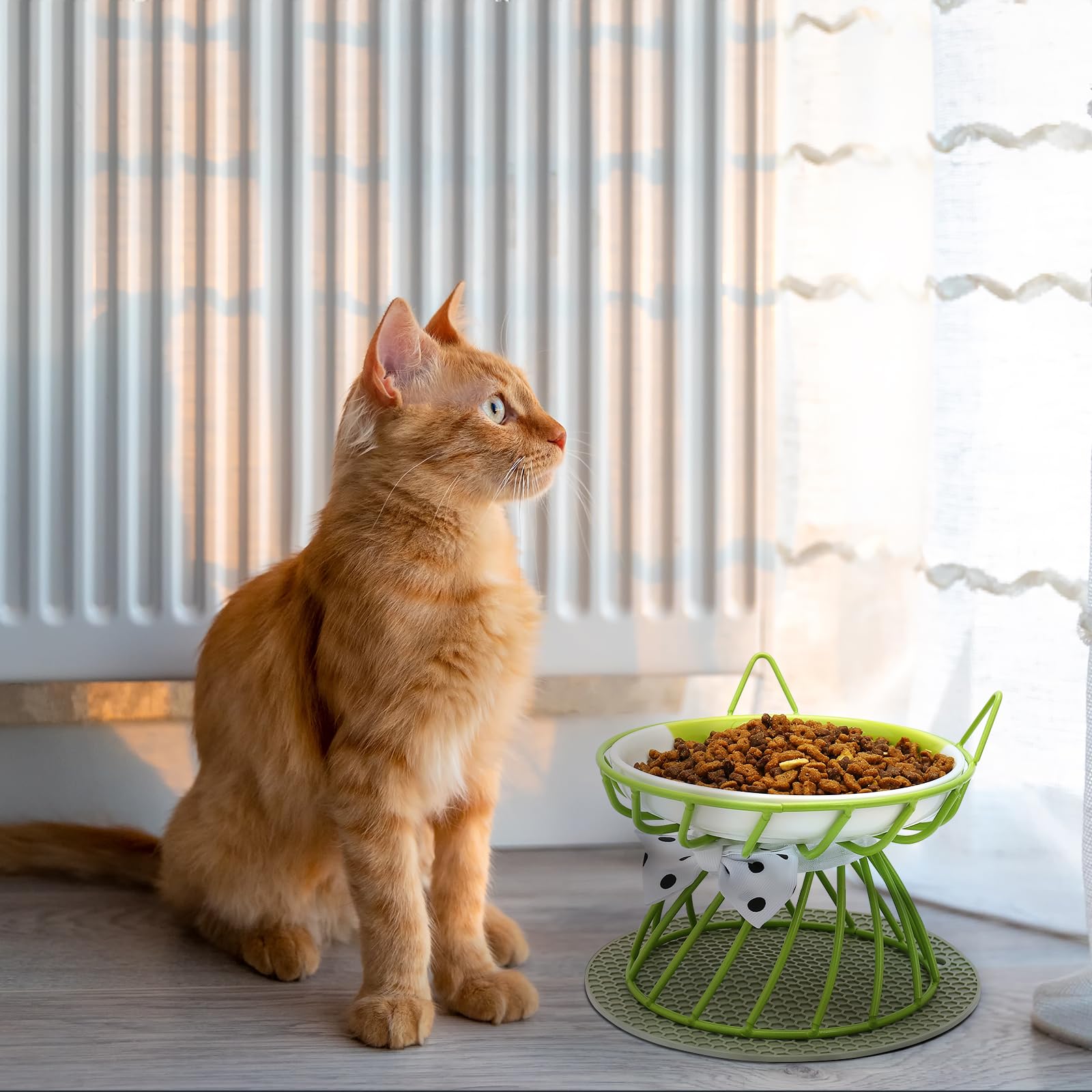 4 piatti poco profondi per gatti con tappetino antiscivolo, proteggono la colonna vertebrale del gatto, la ciotola per gatti e cani di piccola taglia, ciotola rialzata per cibo per gatti con