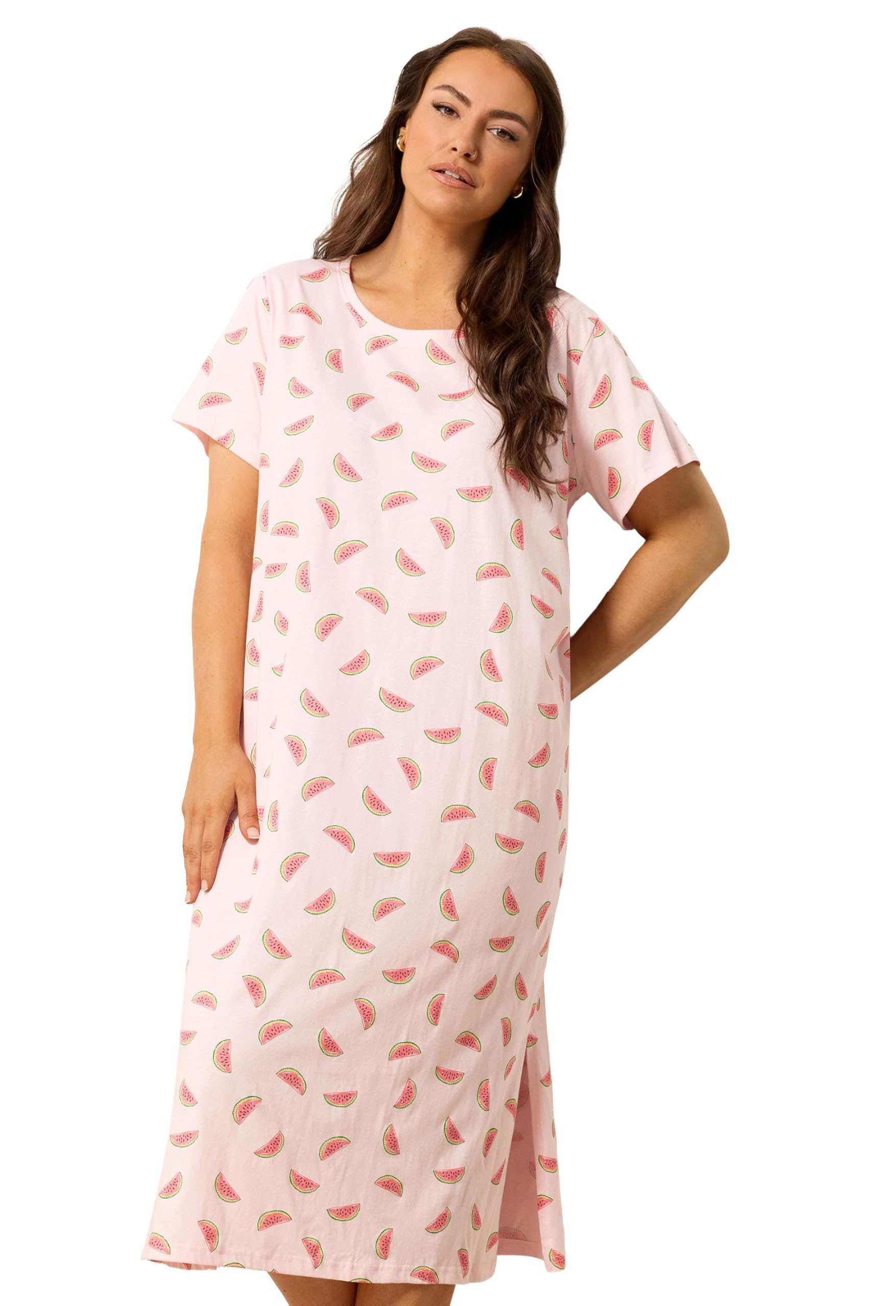 Yours Curve Pink Watermelon Print Nightdress - Women's - Plus Size Curve
