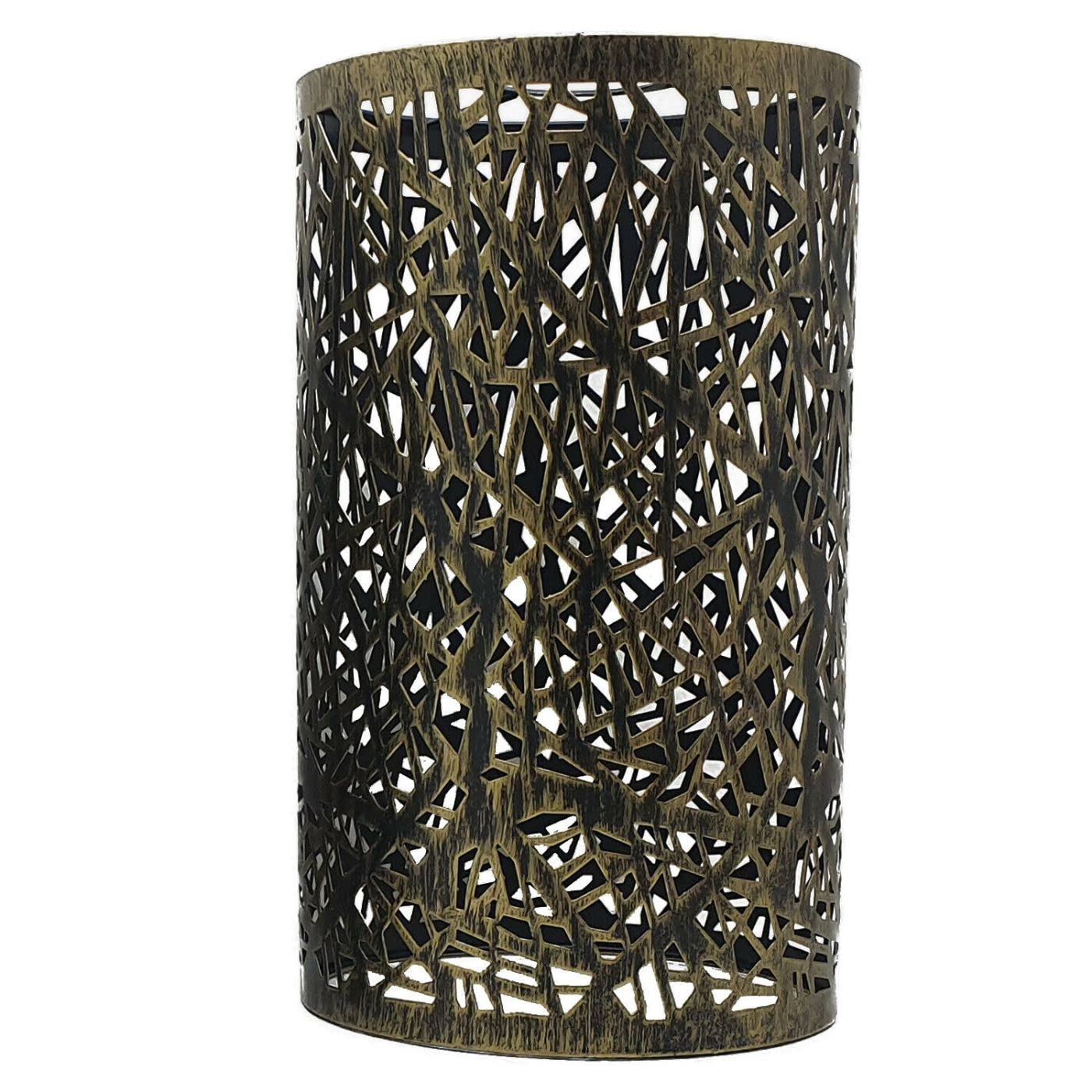 Dc Voltage Brushed Brass Industrial Easy Fit Metal Cage Drum Lampshade Ceiling Pendant Lampshade With Reducer Plate For Living Rooms Bedroom Kitchen Dining Room (Brushed Brass)