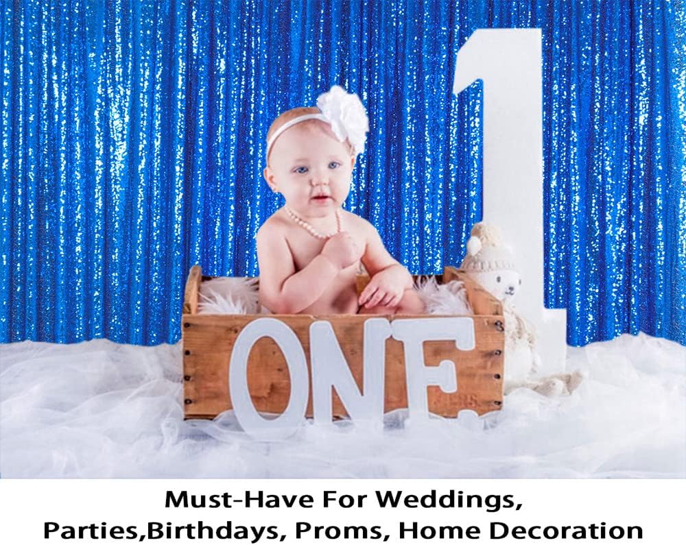 Sequin Curtains 2 Panels 2FTx8FT Royal Blue Glitter Backdrop Royal Blue Sequin Photo Backdrop Backdrop Curtains M1120