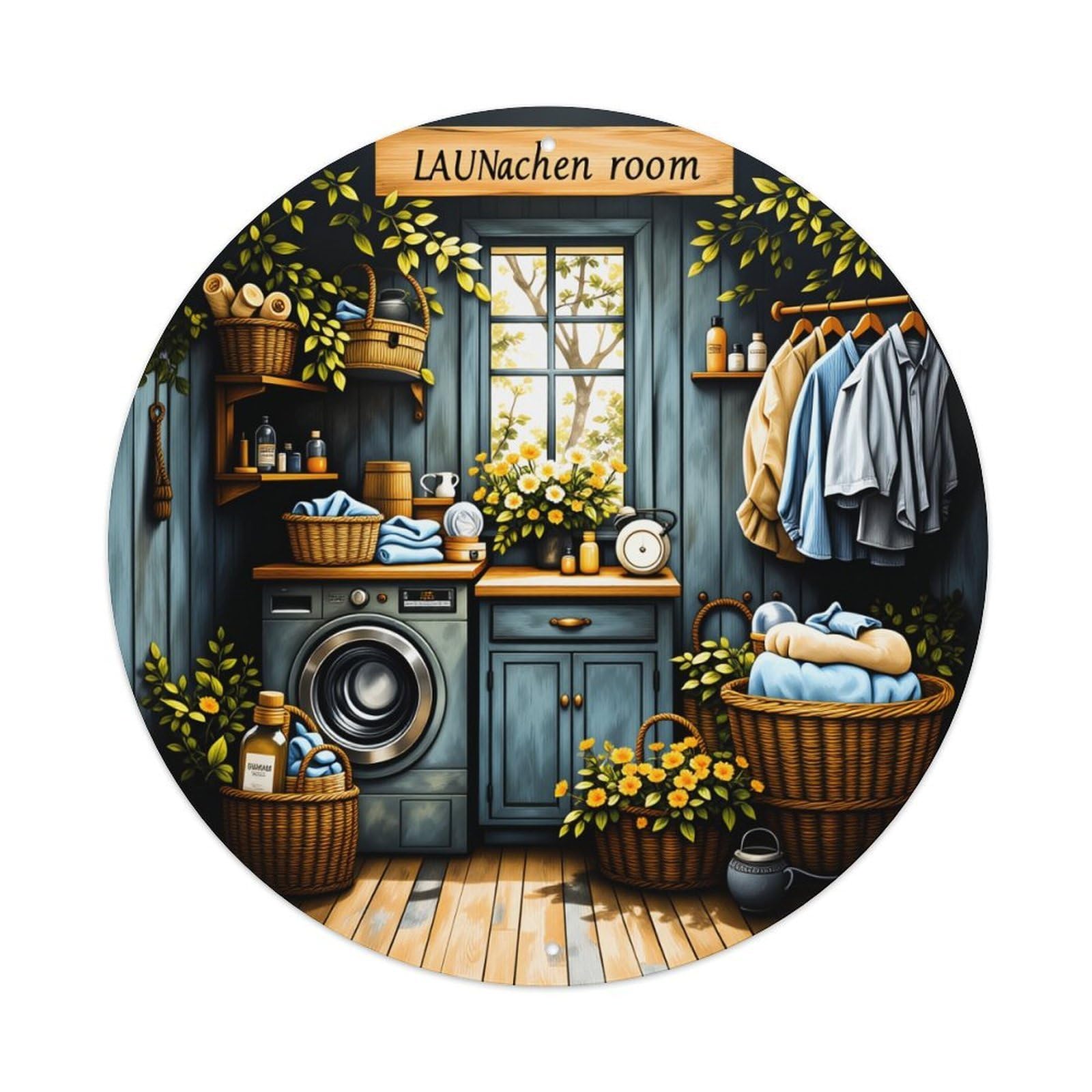 Floral Pattern With Leaves And Flowers Metal Tin Sign Vintage Garden Bedroom Cafe Bar Man Cave Home Wall Decor Metal Poster 8x8 inches