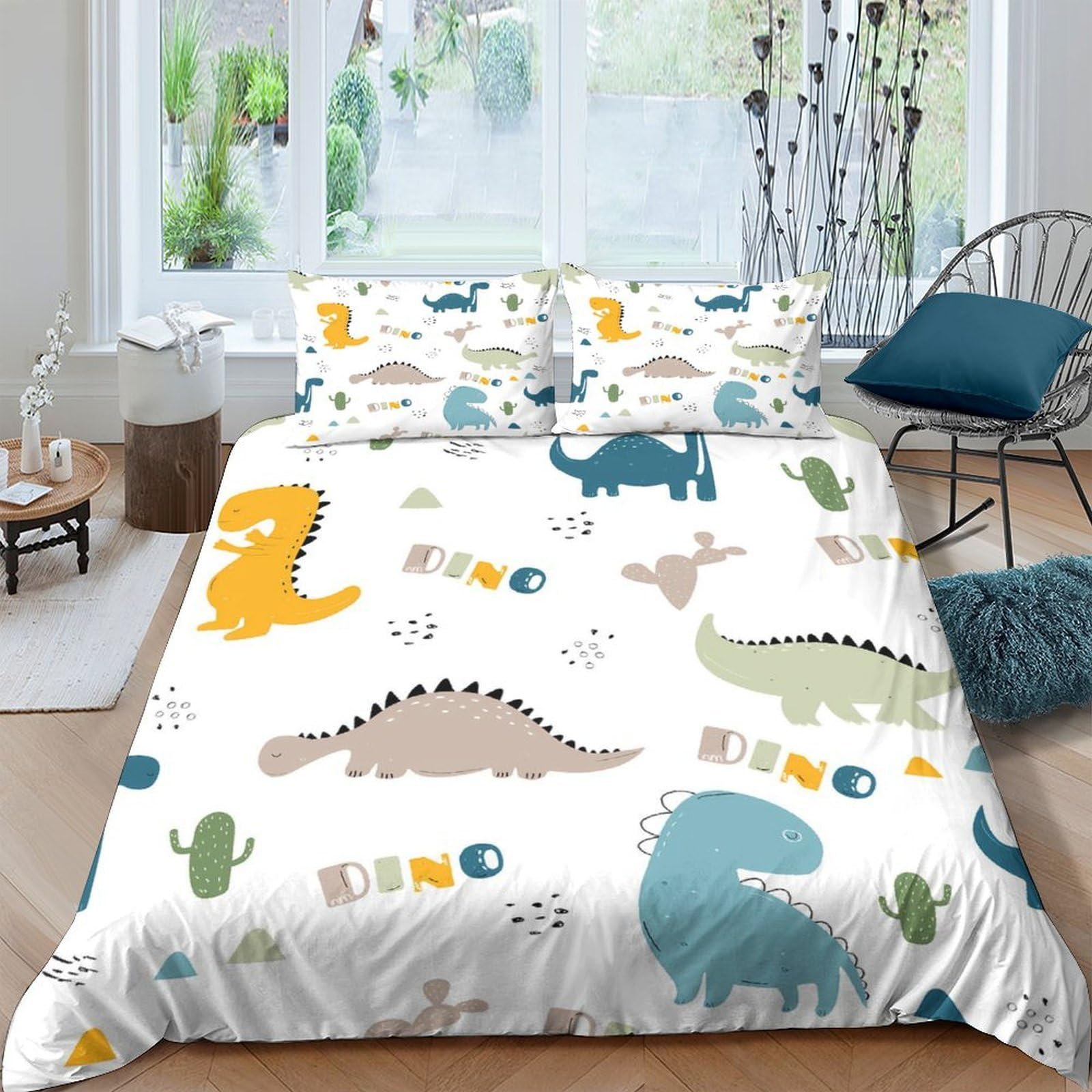 Ctjqhvkz Style-1 3D Printed Cartoon Dinosaur Fitted Sheet Microfiber Breathable Bed Cover For Bedroom Dorm Mattress Protection Decor Single（135X200cm）
