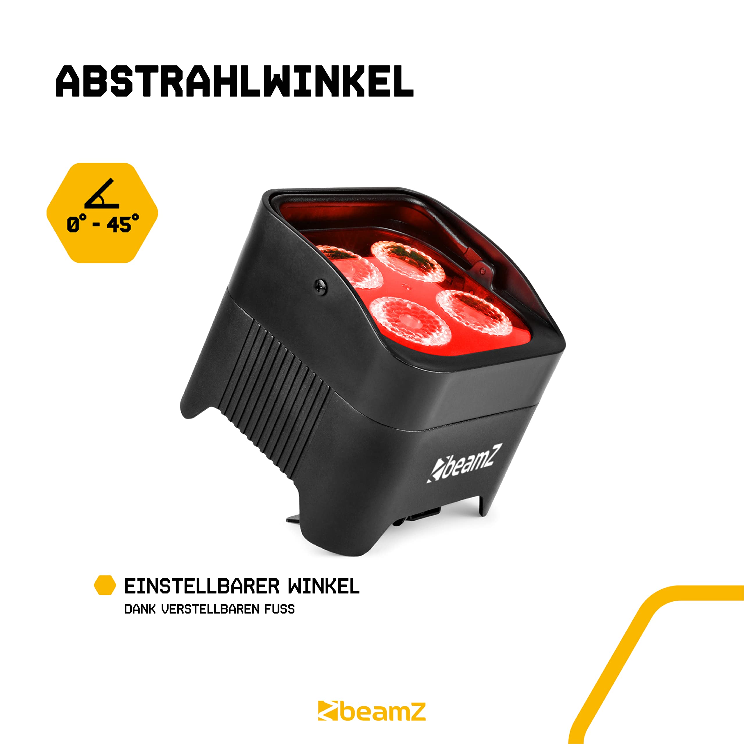 BeamZ BBP94W Uplight LED Par Strahler, 8er Set mit Flightcase, 4 x 12 Watt, Akku Bühnenbeleuchtung für DJ Pult, Bühnenlicht, DMX-WLAN, Partylicht Musikgesteuert, Bühnenequipment, Fernbedienung