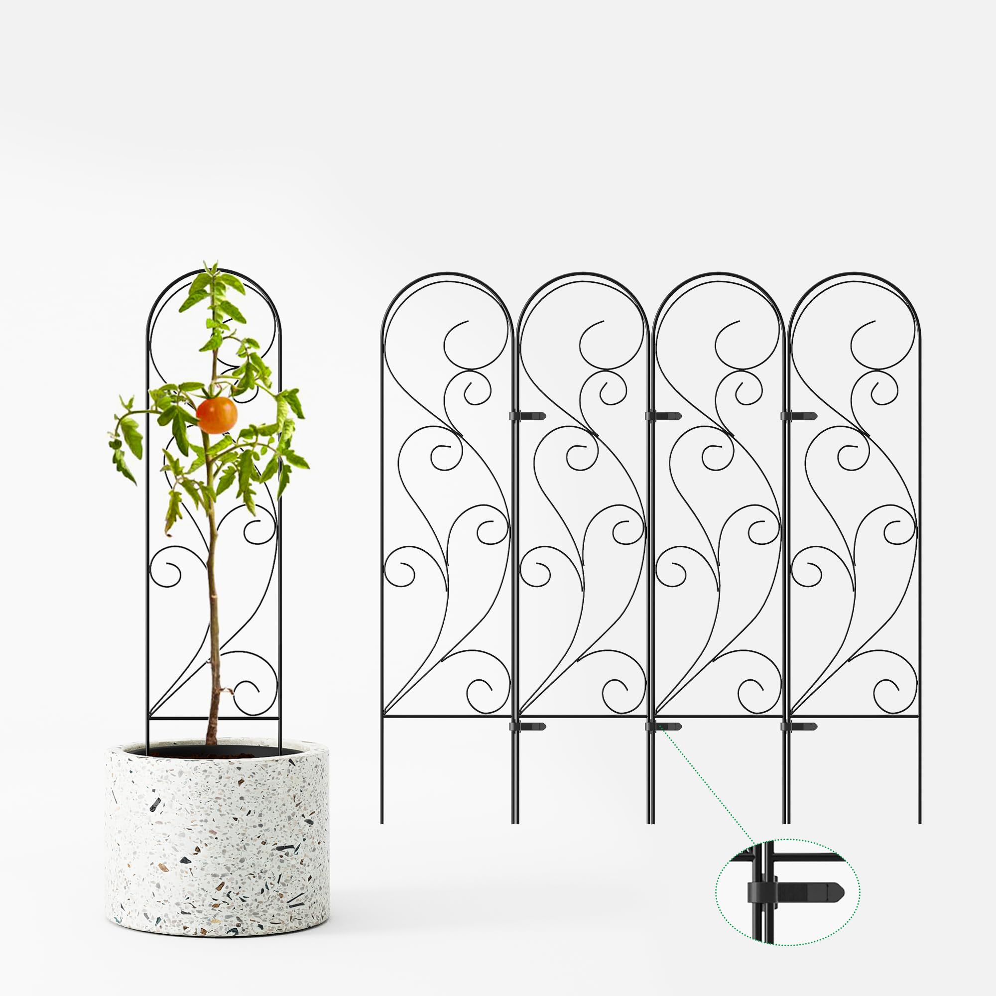 Zhongma 4 Pack 32" Metal Plant Trellis for Potted Plants Climbing,Indoor and Outdoor Fence Plant Support Trellis for Flower and Vagetable