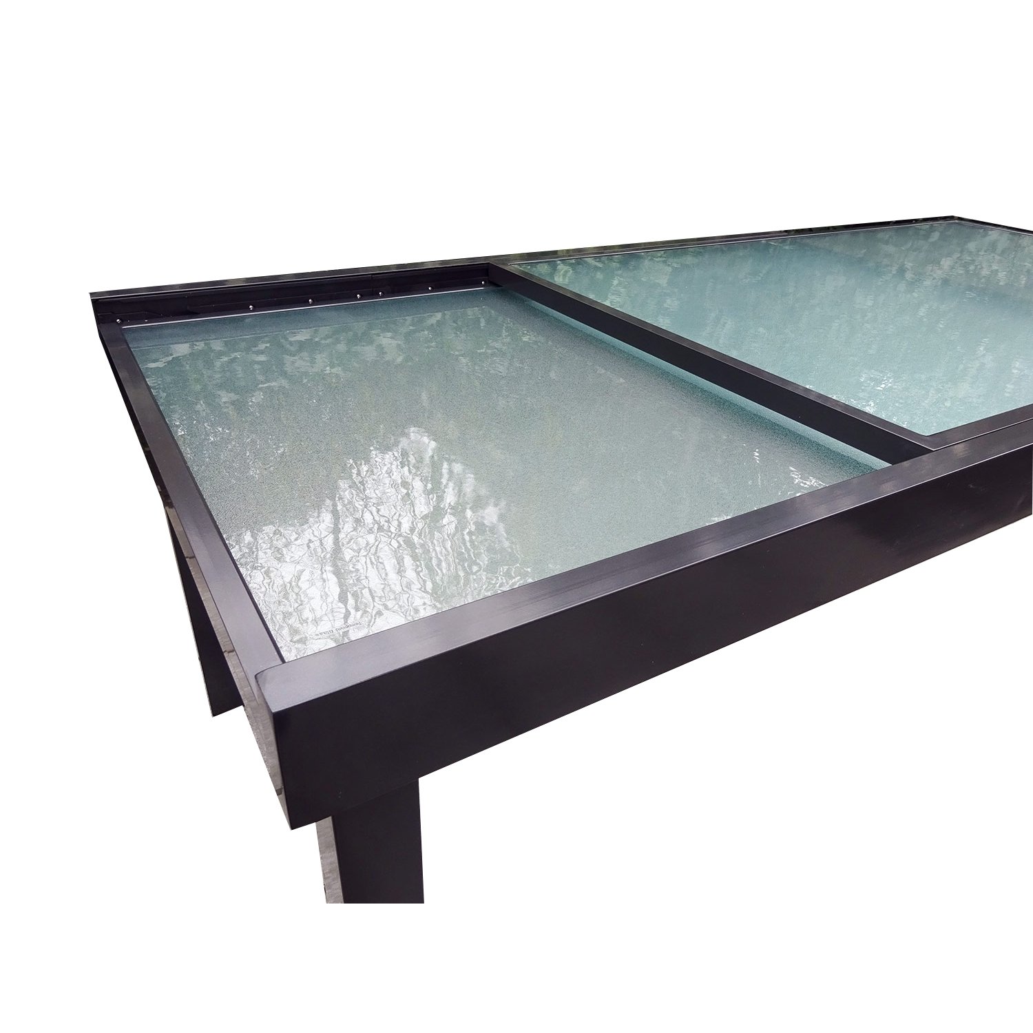 Concept Usine | Mesa de Jardín Extensible Brescia | Mesa de Aluminio con Acabado Epoxi | Mecanismo de Extensión a 270 cm con Corredera, Deslizante con Rieles | Tapa de Cristal de Estilo Nashiji