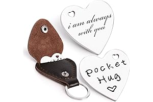 Pocket Hug - Thinking of You Token - Long Distance Gift with Leather Keychain