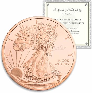Generic 1 oz American walking libery eagle copper round w/coa & gift pouch