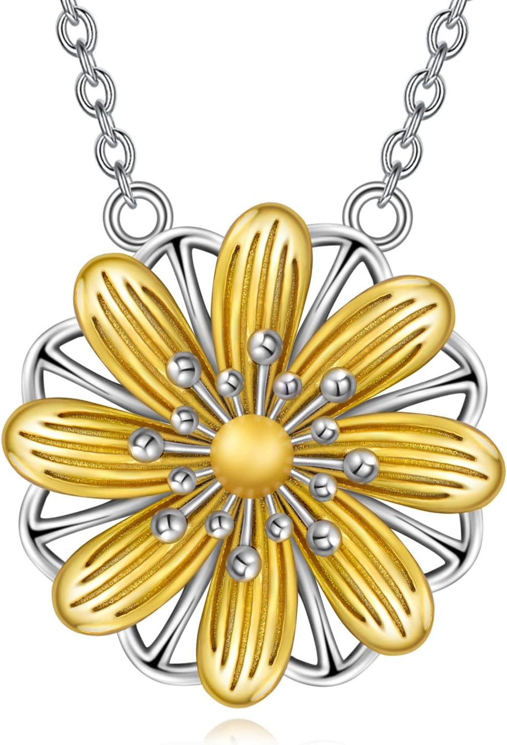 Daisy Necklace Sterlig Silver Dainty Yellow Flower Pendant Necklace Jewelry Gifts for Women Girls