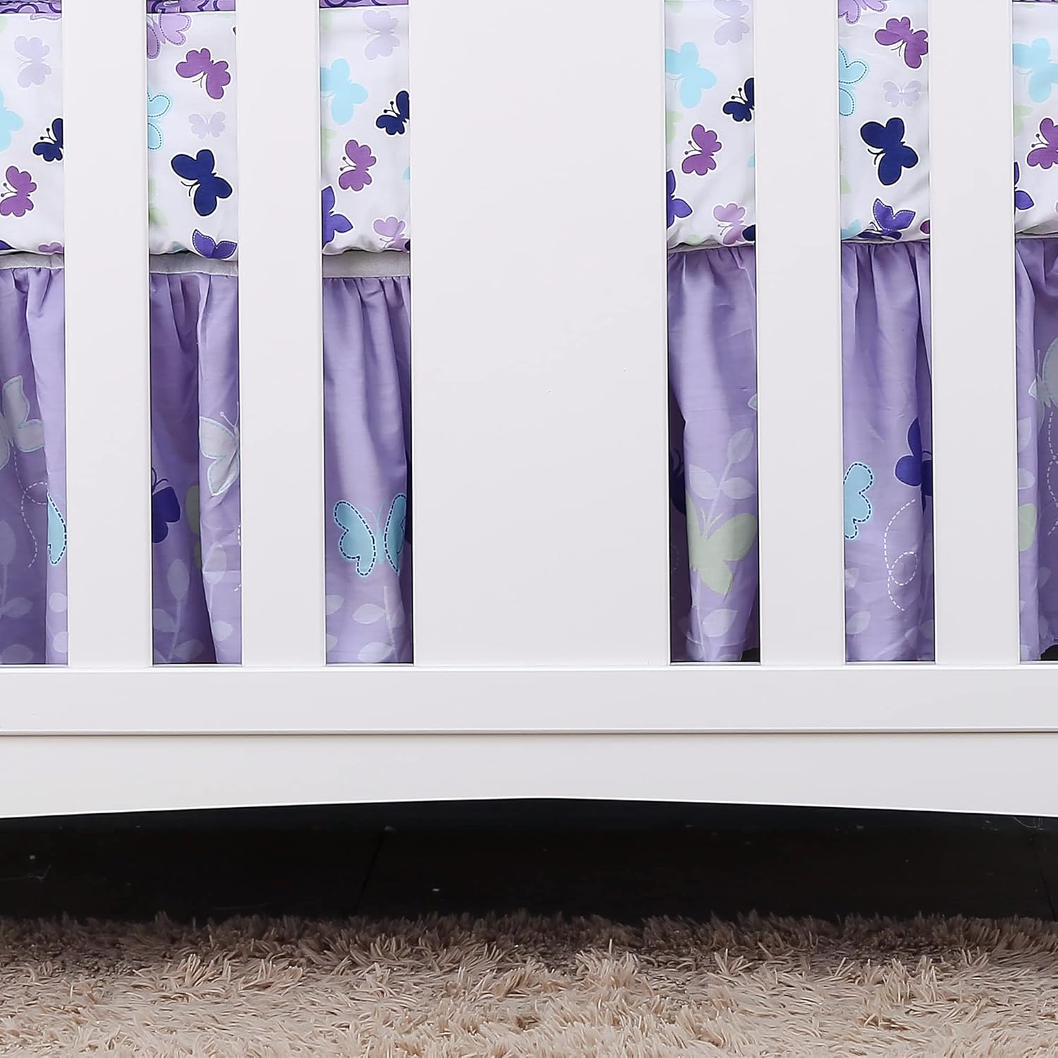 Crib Bedding Set for Girls 3Piece Jungle Elephant Baby Girl Crib Bedding Set Nursery Crib Set for Baby Girl - Fitted Sheet Comforter Crib Skirt (Purple)