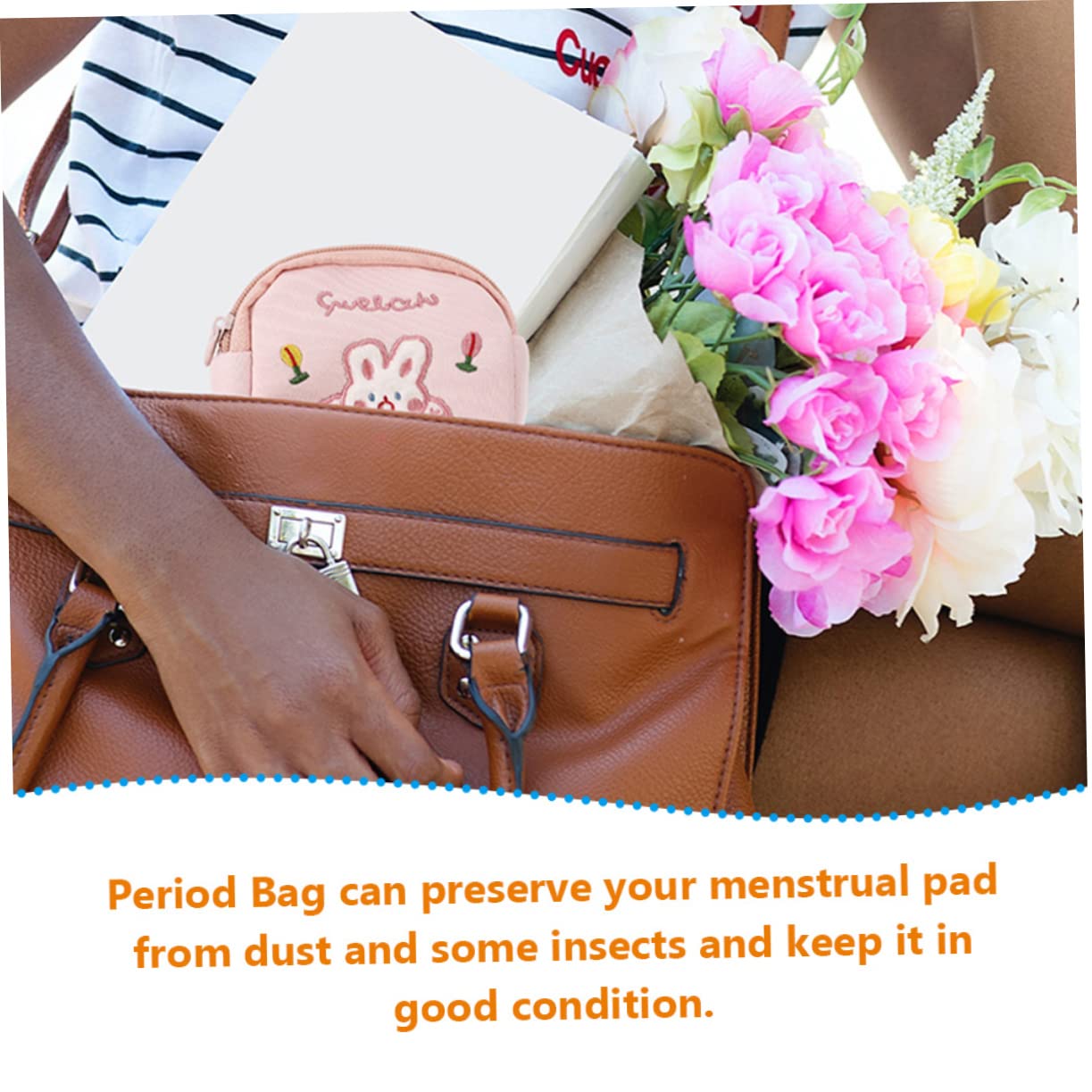 Healeved 10piezas Bolsa De Almacenamiento De Servilletas Sanitarias Reutilizable Organizador De Almohadillas Menstruación De Diseño De Oso Para Viajes y Uso Diario