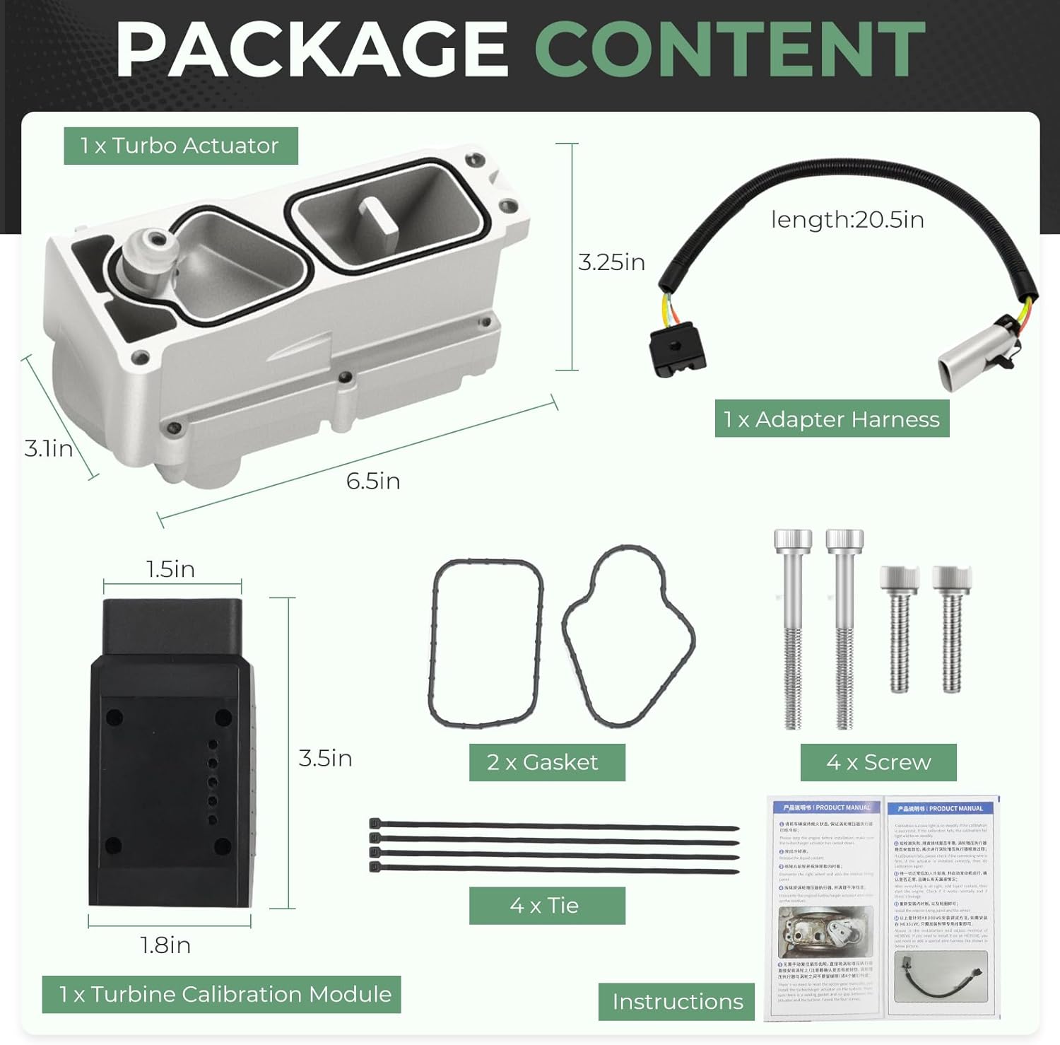 6.7 Cummins Turbo Actuator Compatible with Dodge Ram 2500 3500 4500 5500 2013-2018 VGT Turbocharger Actuator Holset HE300VG HE351VE Replace 5494878RX 68445522AA