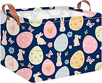 Vista 21 de CLOCOR Cesta de almacenamiento rectangular, cesta de almacenamiento plegable con bonito patrón, caja de almacenamiento de revestimiento impermeable