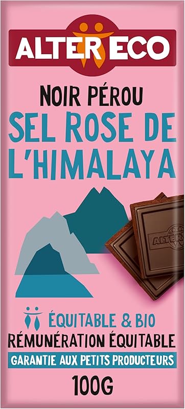 ALTER ECO - Tablette Chocolat Noir - Fleur de sel - Bio & Équitable - Origine Pérou - 100 g