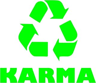 Karma With Recycling Sign - 4" x 4" - GREEN Die Cut Decal/Bumper Sticker For Windows, Cars, Trucks, Laptops, Etc.