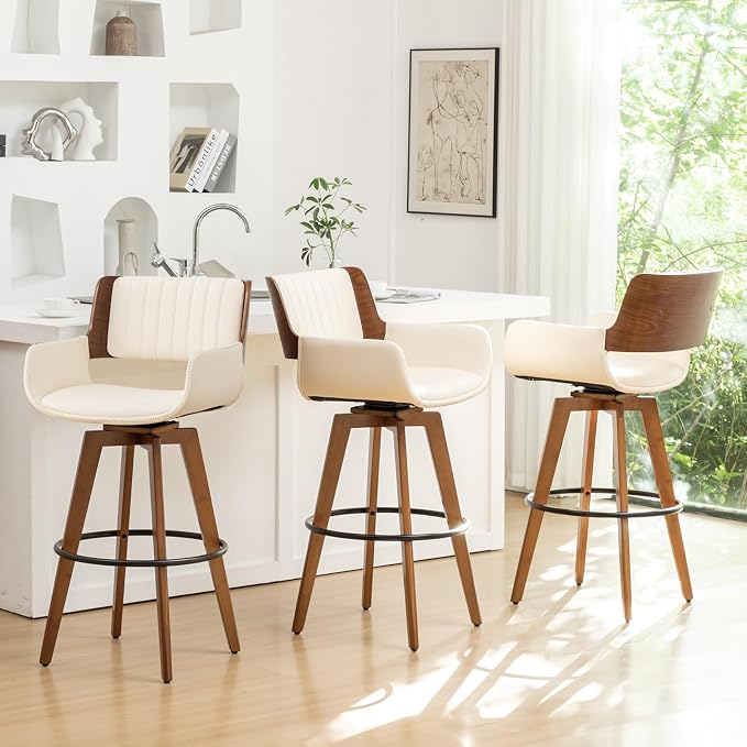 Set de 2 butacos beige de diseño moderno para barra miniatura 5