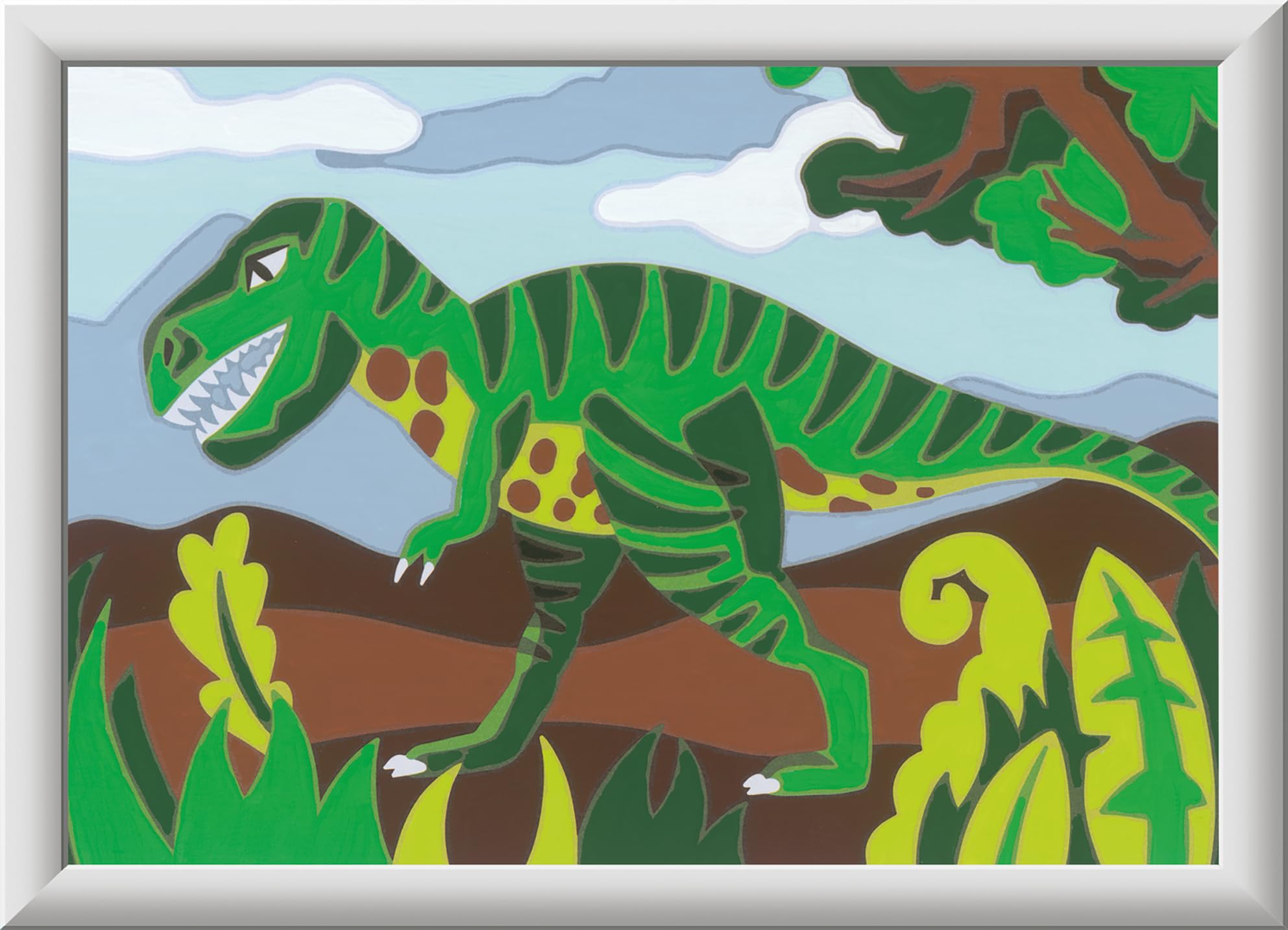 Ravensburger CreArt 20293 - Hungriger Dinosaurier - Malen nach Zahlen Dino für Kinder ab 9 Jahre, Malset mit Rahmen, Pinsel und Acrylfarben, Geschenk für Jungen und Mädchen