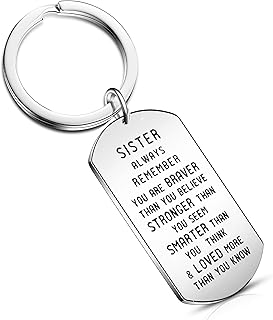 Sister Gifts Always Remember You are Braver Than You Believe Keychain Teen Girls Key Ring Inspirational Gifts (Style - 1)