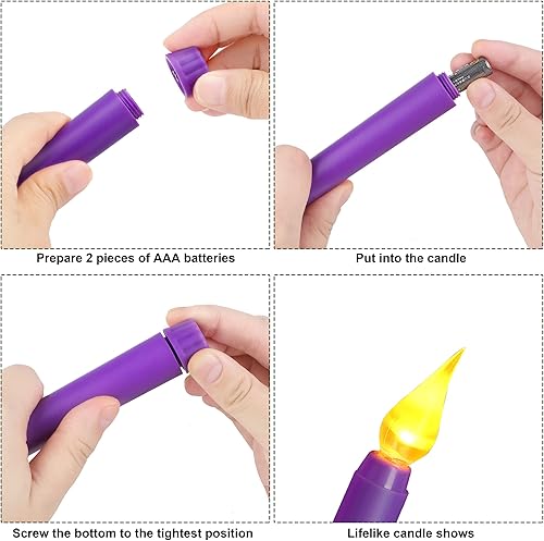 Miniatura 3 de Fovths Paquete de 5 velas LED de Adviento con palabras esperanza, paz, amor, alegría Jesús, velas cónicas sin llama para decoración de celebración