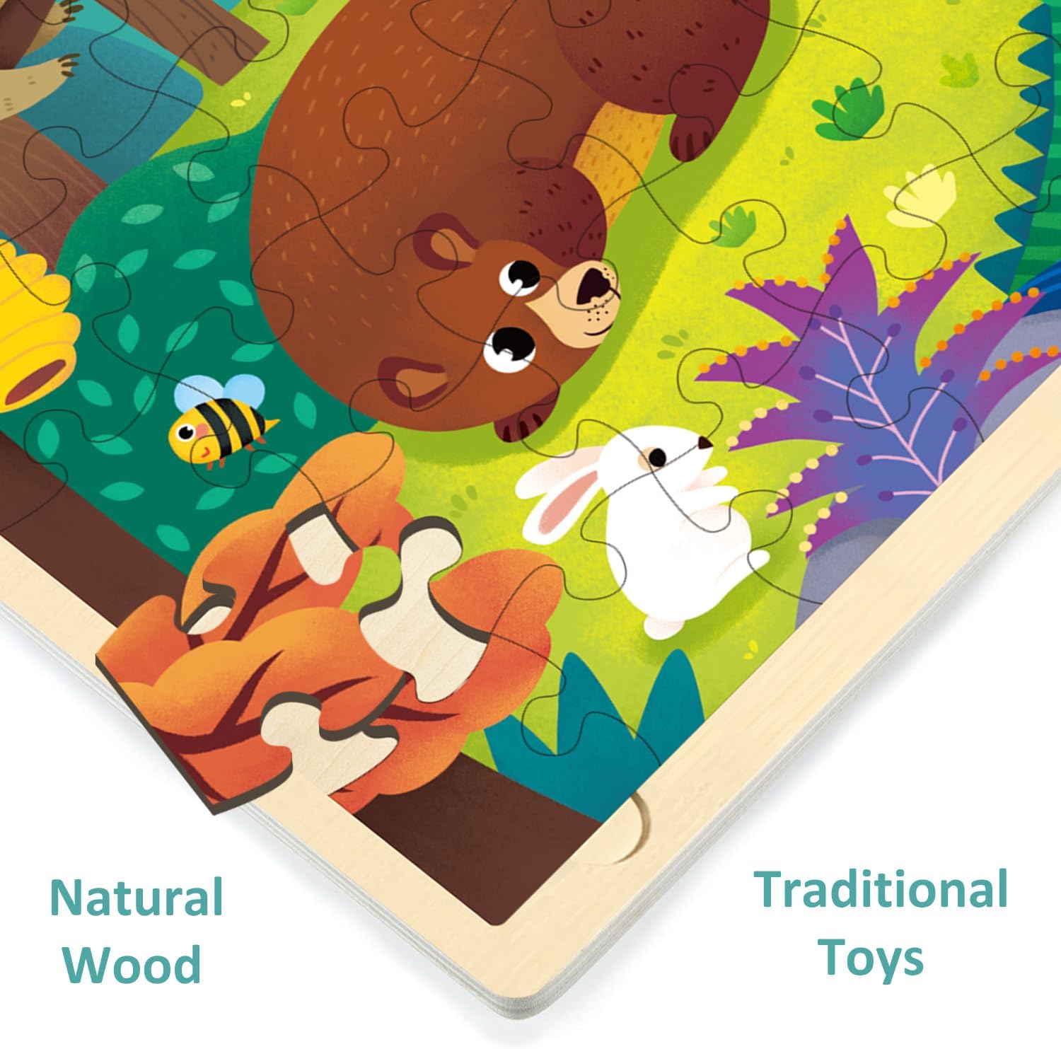 48 Piece Puzzles for Kids Ages 4-8, Forest Animals Wooden Jigsaw Puzzles for Toddlers 4 Year Old, Preschool Educational Puzzle Ages 3-5 with Tray