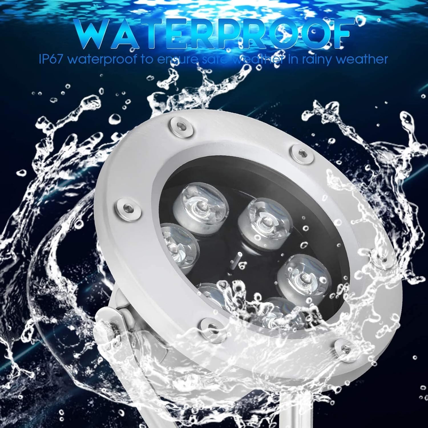 Underwater Pond Lights Stainless Steel Garden Spotlight for Pond Swimming Pool Terrace (Warm Light