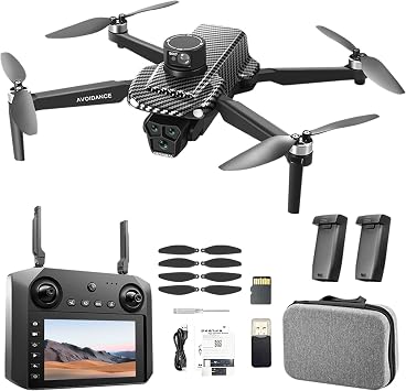 5G Dual Camera GPS Drone with 360 Laser Obstacle Avoidance, 4.5 Inch Screen, 7.4V 3000mAh 2 Batteries 30 Min Flight, 3,280ft RC Range, Brushless Motor, Optical Flow Positioning, Follow Me, Circle Fly, Return Home, APP Control, Low Voltage Protection, 4GB Micro SD Card, ABS Durable, Carry Case, 8 Propellers, Type-C Charging Cable, Beginner-Friendly FPV RC Quadcopter With Screen Controller