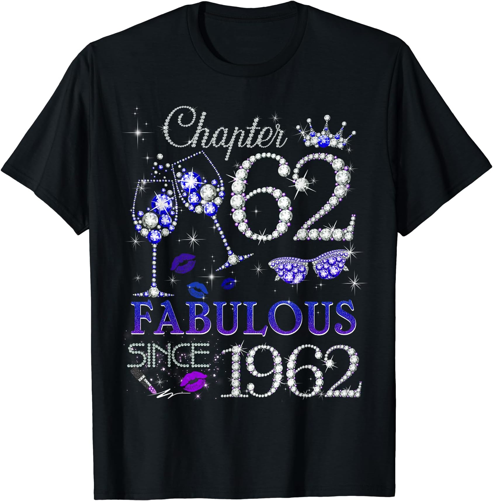 Born 1962 62nd Birthday Diamond For Girls & WomensWomens Chapter 62 EST 1962 62 Years Old 62nd Birthday Queen T-Shirt