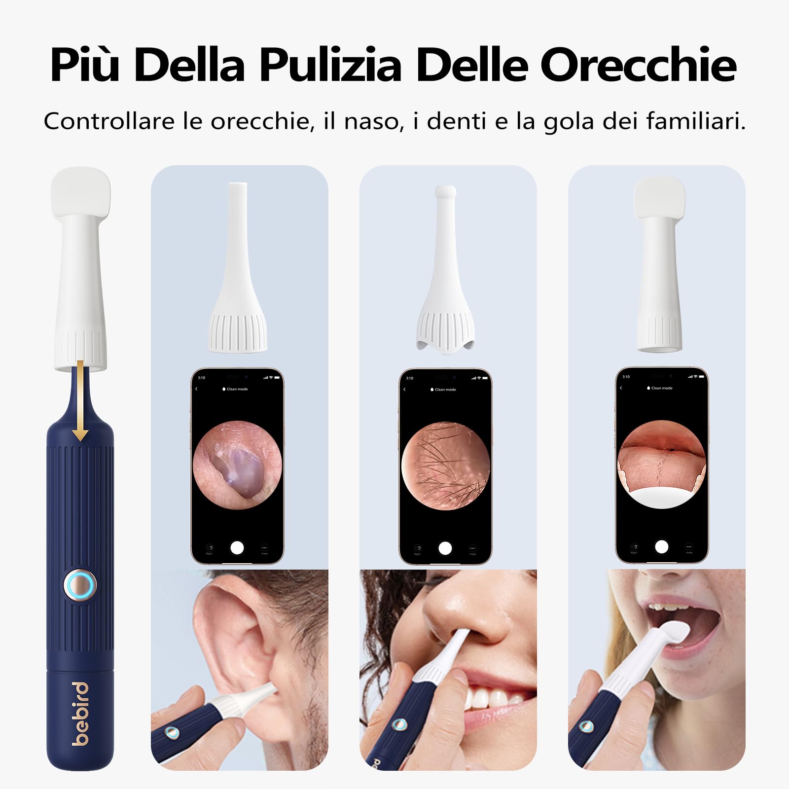 Set Di Strumenti Luminosi Con Telecamera Per La Rimozione del Cerume, Otoscopio Flessibile Senza Fili, Pinzetta Visiva Indolore, Kit Portatile Per La Pulizia dell'Orecchio Per Adulti/Bambini, I35R