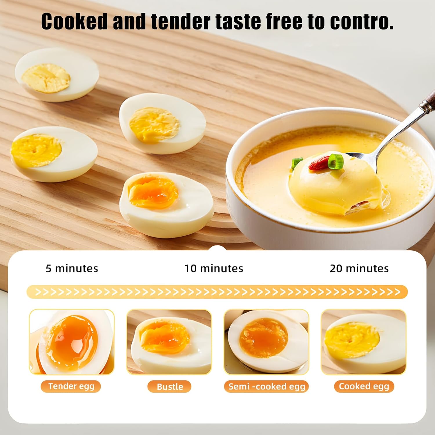 Kawu Egg Cooker, 12 Eggs Electric Egg Boiler with Anti-scalding Handle, 2-layer Smart Rapid Egg Cooker, One Button, Auto Shut-off, Safety Lock Small Breakfast Machine for RV, Travel, Home, Kictchen