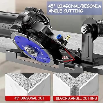45 Adjustable Tile Chamfering Tool, Angle Grinder Stand Compatible with 100-Type Angle Grinders, Ceramic Stone Cutting Tool with 3 Saw Blades, 39IN Hose and Gloves