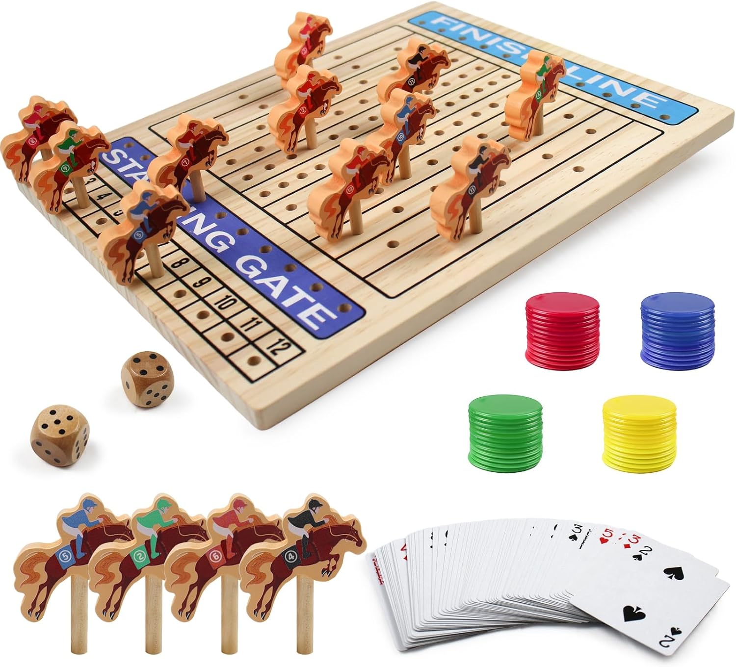 Dollox Horse Racing Board Game Wooden Horse Toys Race Board