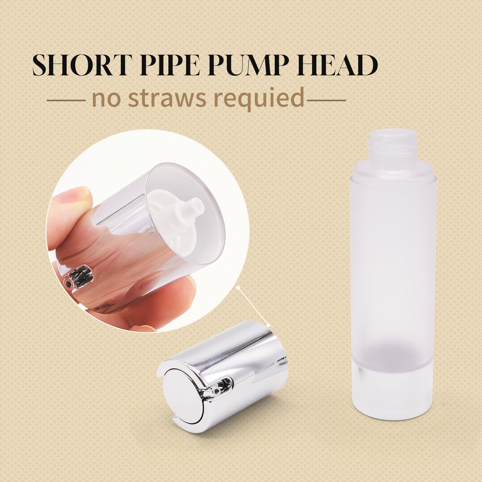 6 flaconi trasparenti satinati con imbuto, dispenser sottovuoto da viaggio, contenitori per cosmetici ricaricabili per fondotinta, crema, sieri, shampoo, lozioni, Argento satinato, 1.7 Ounce