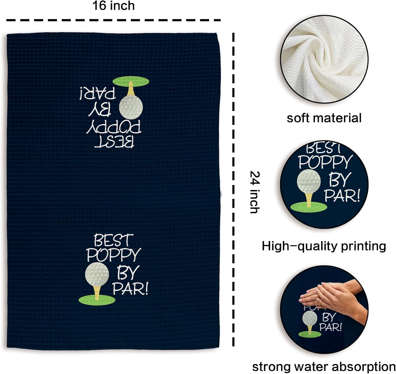 Best Poppy by Par Kitchen Towels, Poppy Gifts Grandpa Hand Towels, Grandpa Golf Gift, Best PoppyGift Dish Towel Tea Towel for Kitchen, PoppyGift from Grandkids, 16x24inch - Image 7