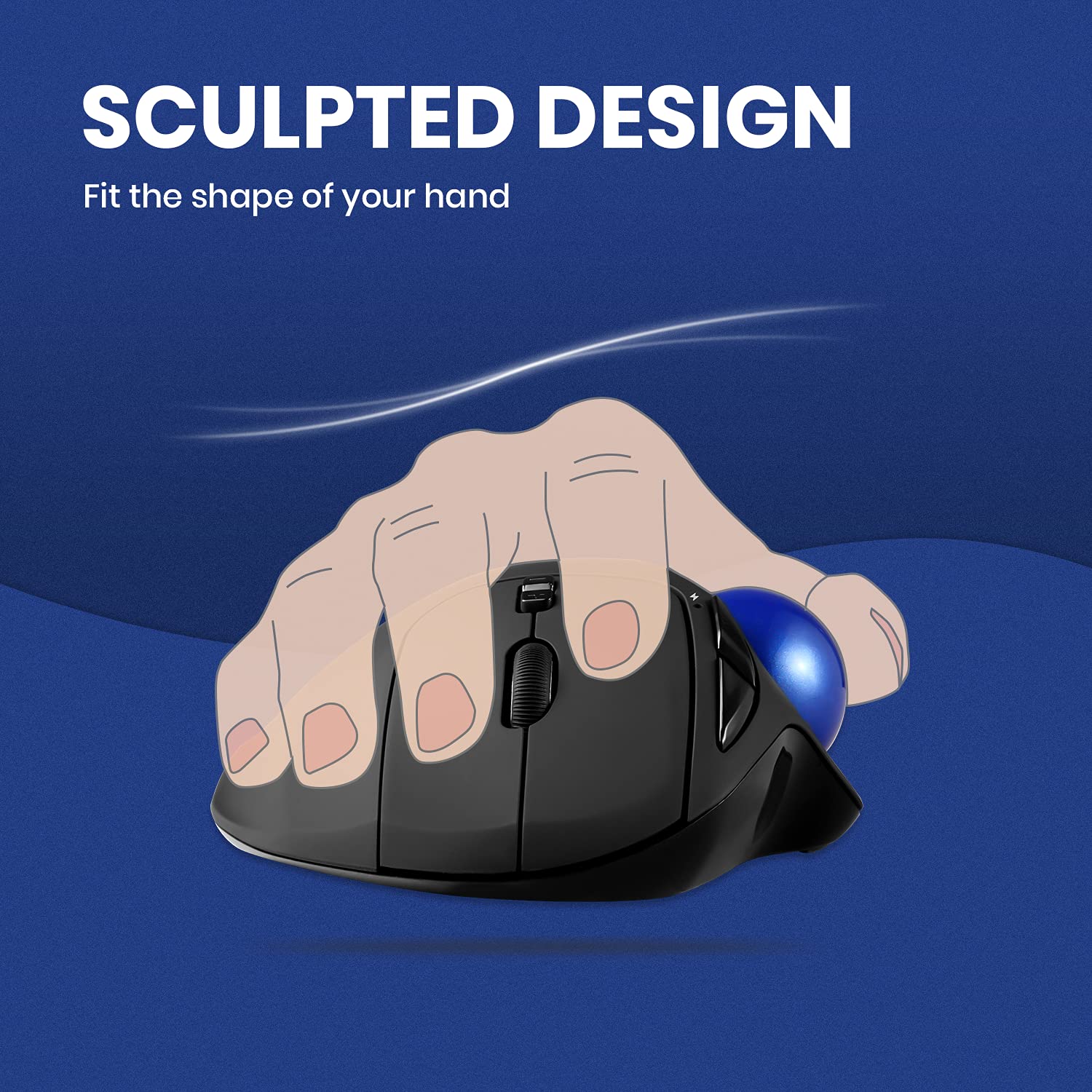 Perixx PERIPRO-801 Ratón Trackball Bluetooth, Diseño Trackball de 3,4cm, 2 Niveles dpi, Negro