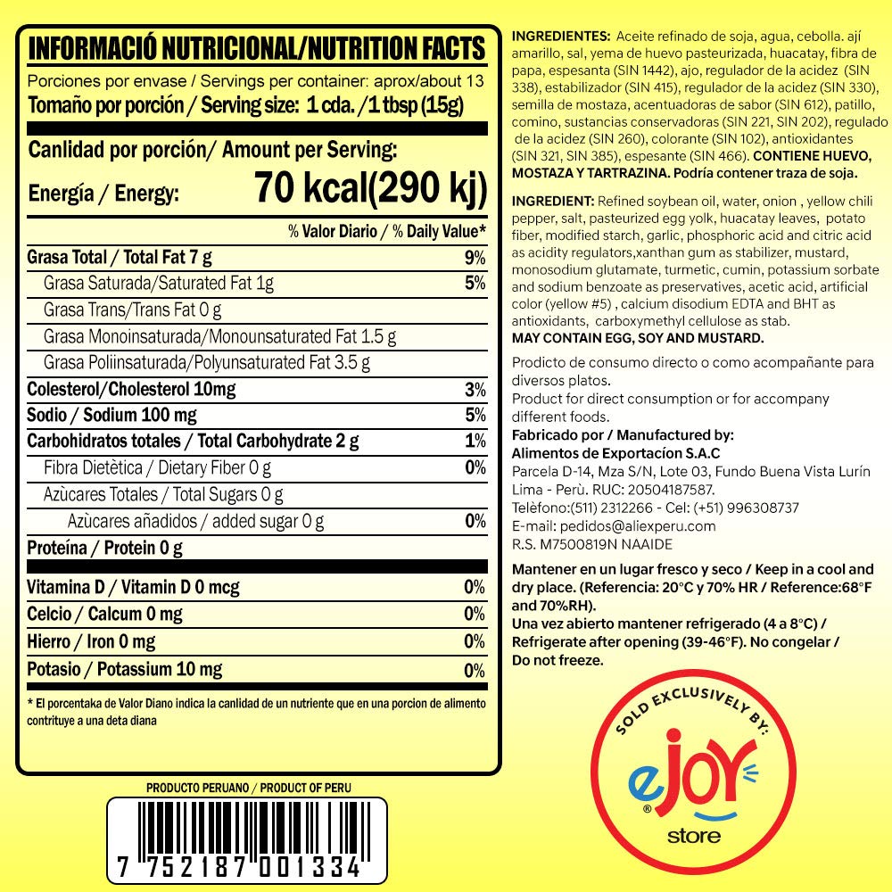 Walibi eJoyStore Aji Criollo - Hot Yellow Peruvian Pepper Sauce 200gr image 2