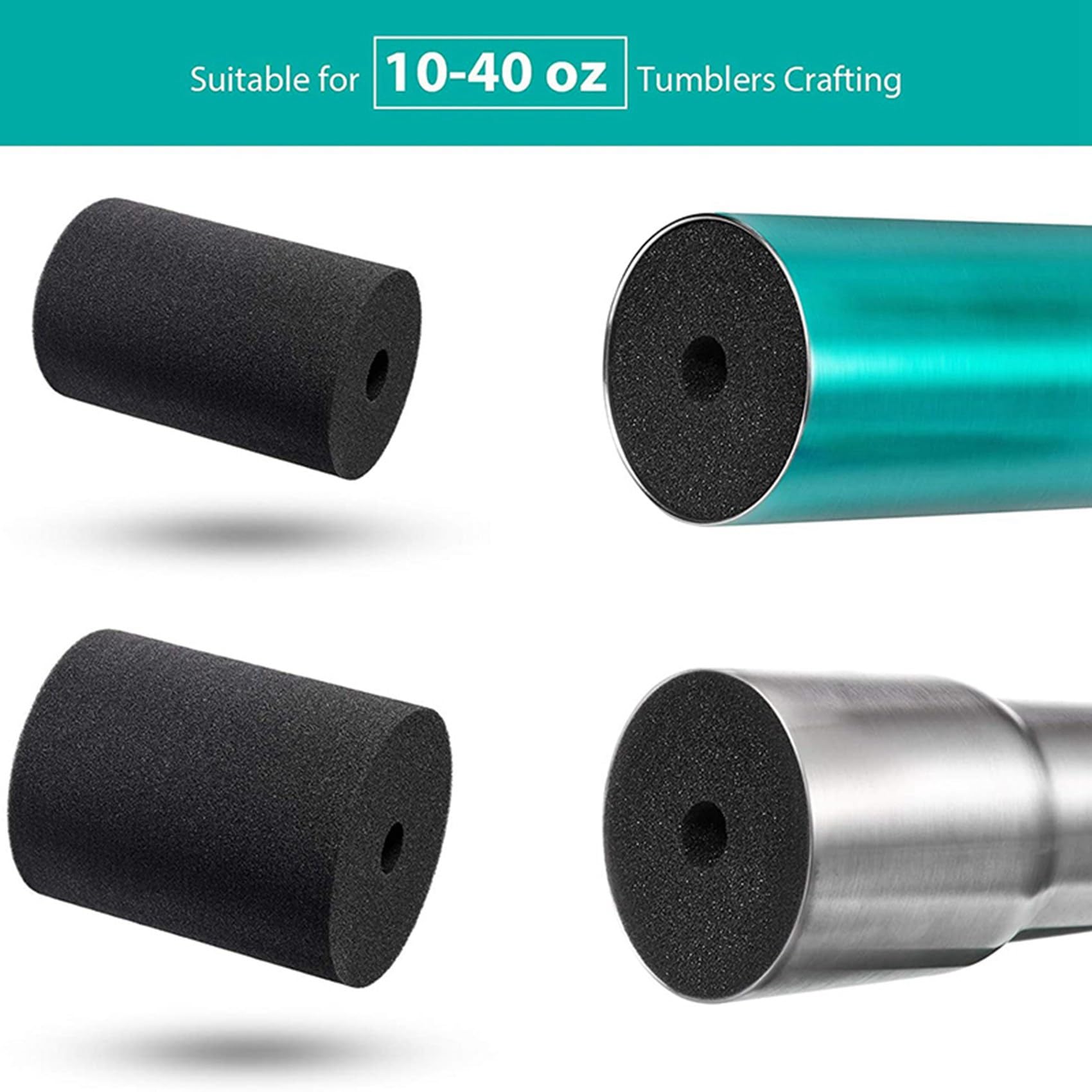 Oladfiop Lot 8 Inserts Mousse Tourneur De Coupe 10-40 Oz – Éponge Noire Stabilisatrice Pour Gobelets, Réutilisable