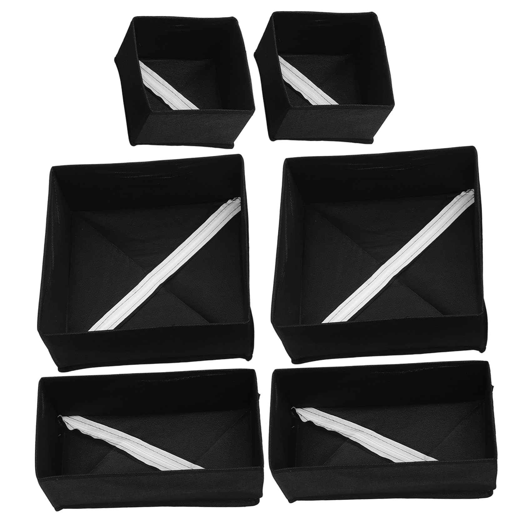 Lot de 6 Set de Coffrets de Rangement Pliables pour Sous-vêtements et Chaussettes en Tissu Non Tissé Noir, Organisation Tiroir Légère et Portable pour Vêtements, Dressing et Chambre Adultes