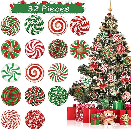 Miniatura 3 de 32 piezas de decoraciones navideñas para exteriores, doble interior, césped, árbol de Navidad, adornos colgantes de plástico al aire libre (estilo