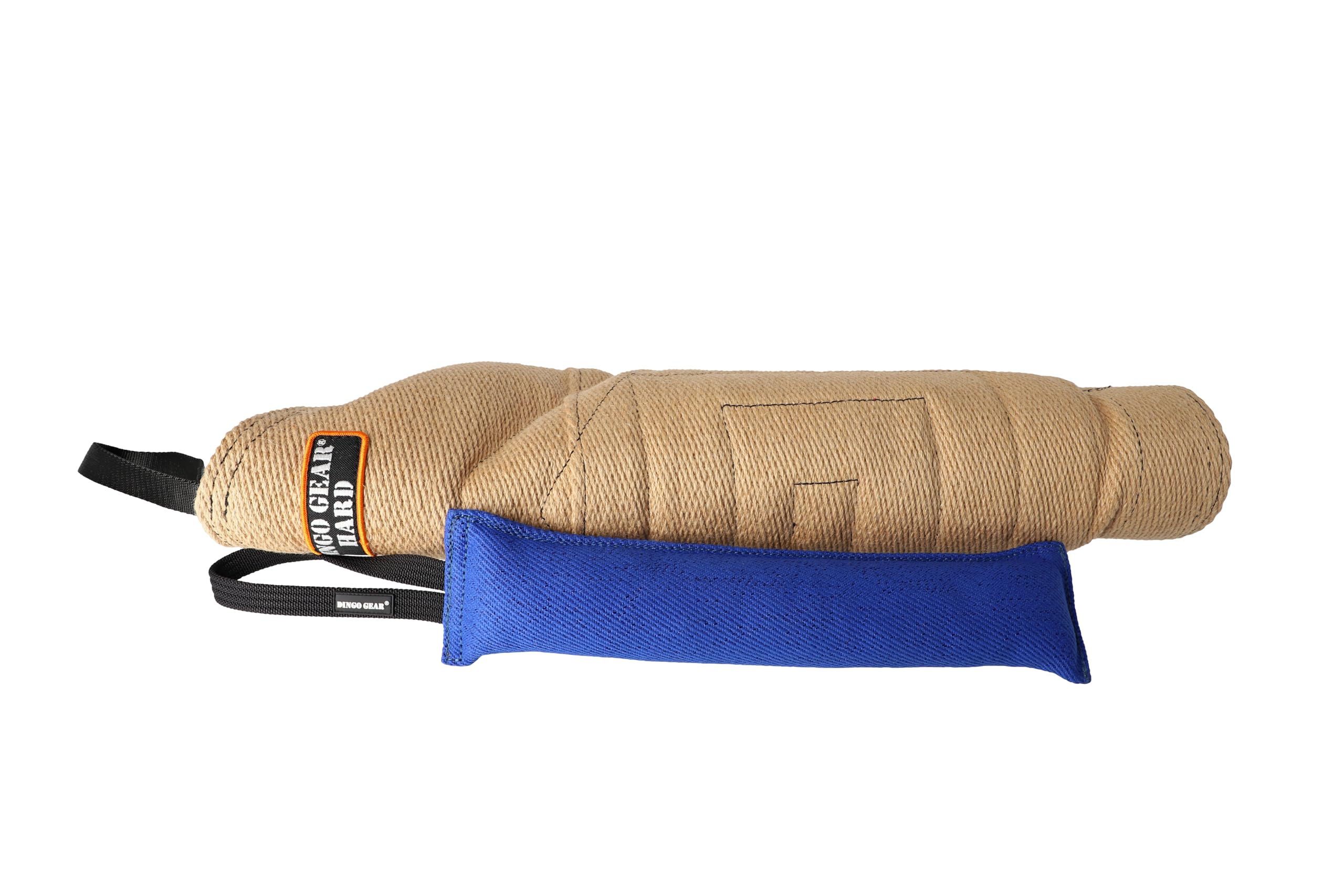 DINGO GEAR Set: Very Hard Jute Bite Sleeve with Nylcot Tug Toy, Bite Training Tools for IGP Dog Sports Services, Level 5 Master - Ecru & Blue (S10044)