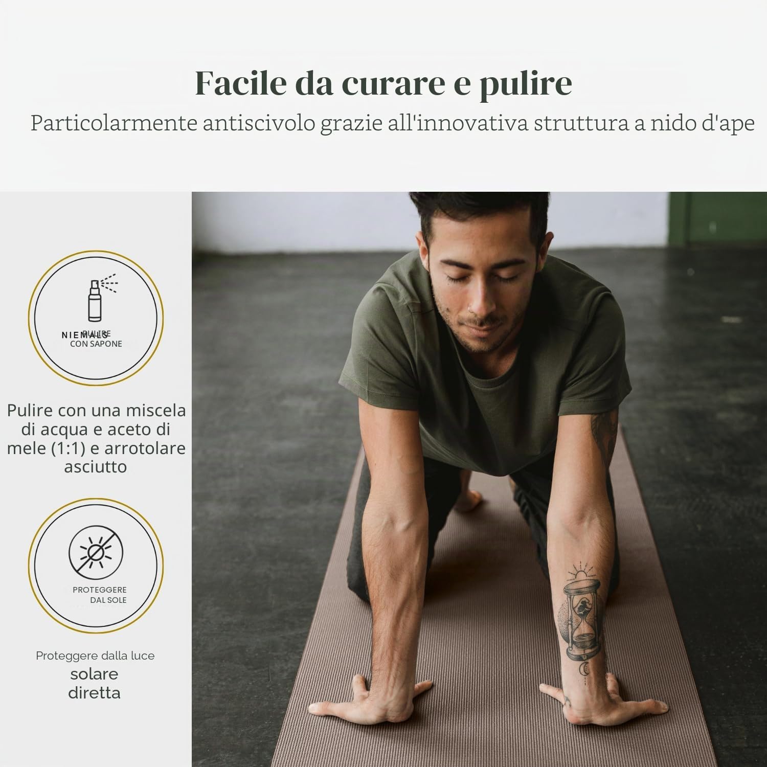 Lotuscrafts® Tappetino da yoga antiscivolo, 183 x 61 x 0,5 cm, leggero anche come tappetino da ginnastica, tappetino sportivo, delicato sulla pelle e privo di sostanze nocive