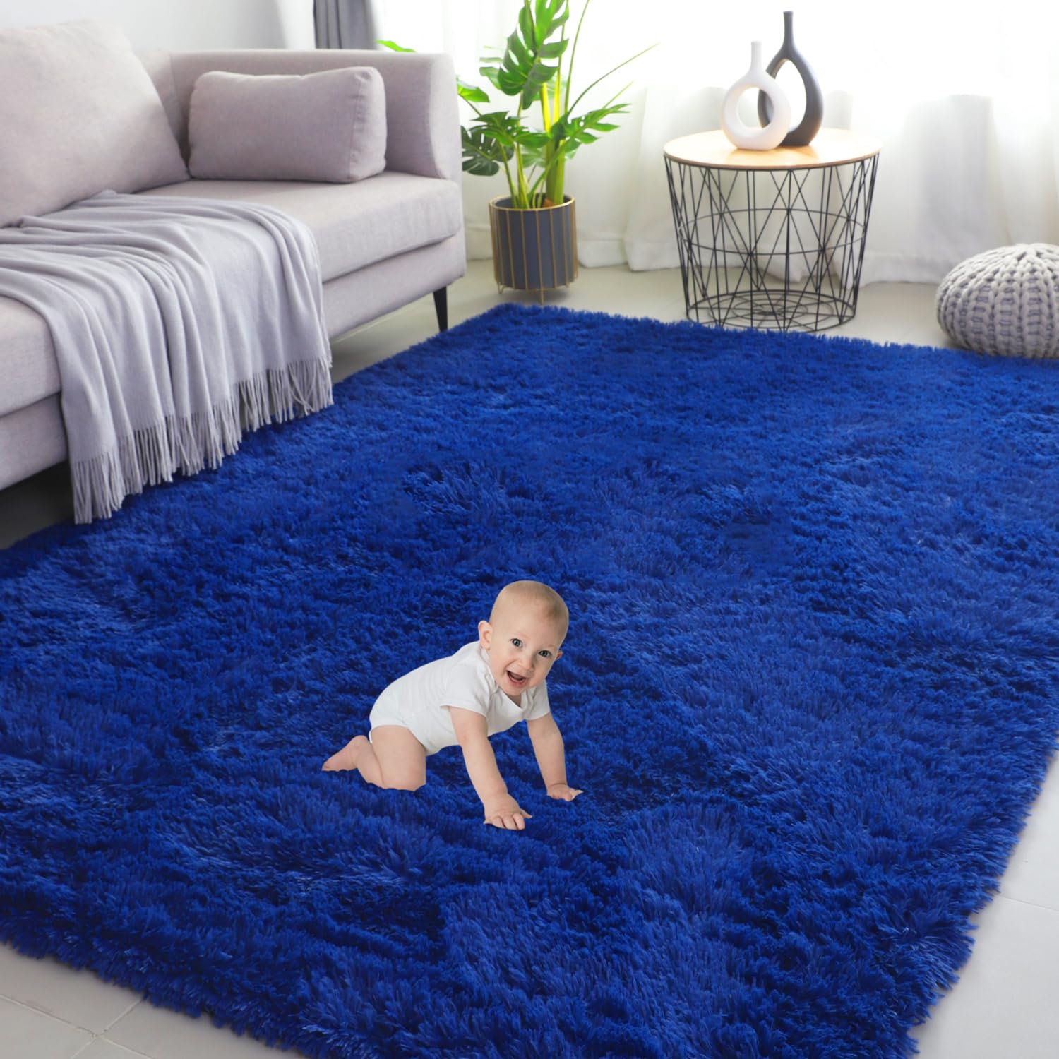 Tapis de salon 120x160 cm antidérapant contre les glissades des enfants