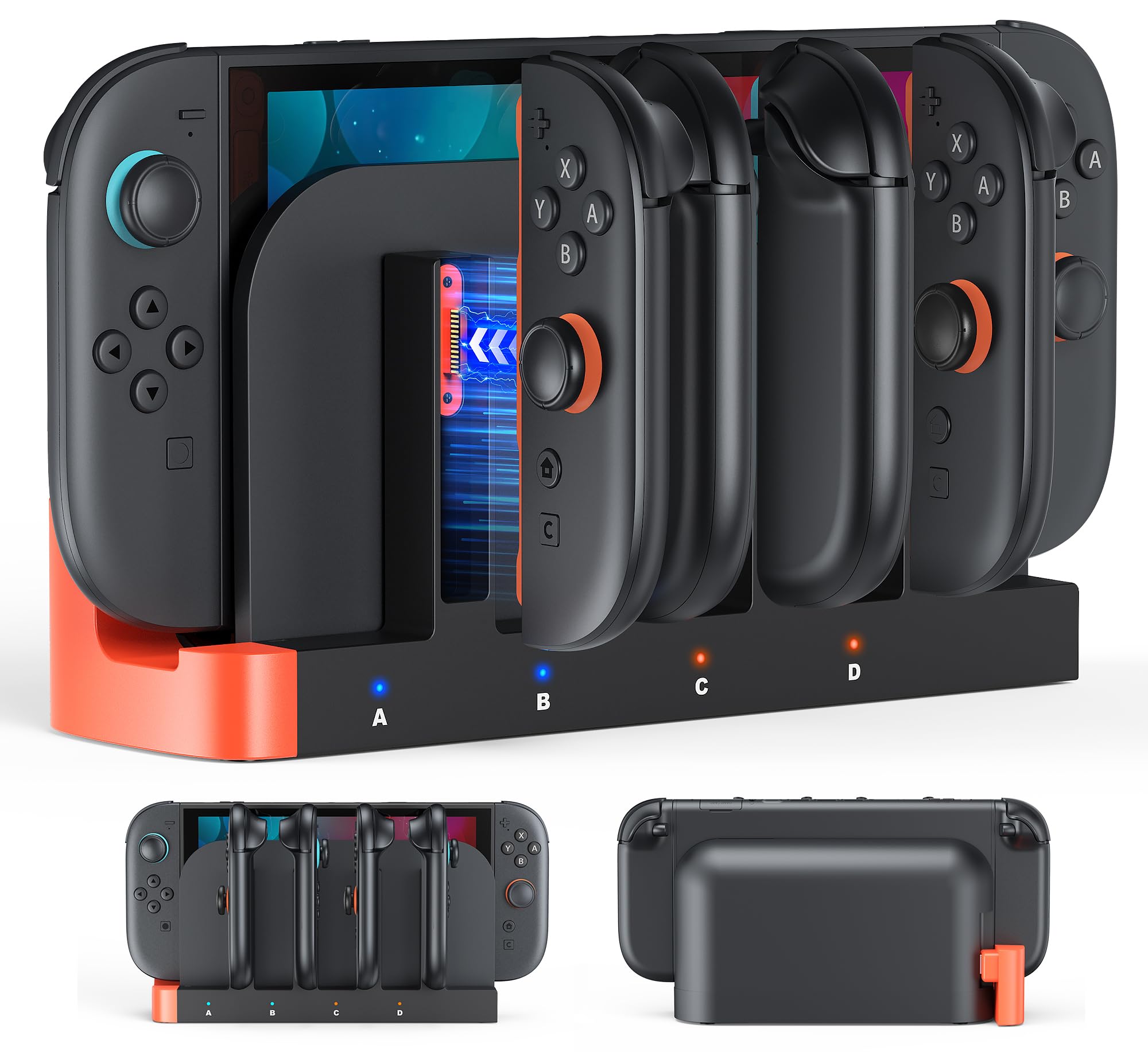 Base de Carga para Nintendo Switch 2, Joycon y Controladores con indicador de Carga LED, Carga rápida, Apagado automático, estación de Carga inalámbrica Switch 2 (Solo Compatible con Switch 2)