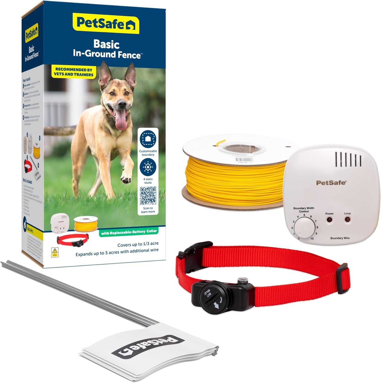 PetSafe Basic In-Ground Pet Fence Covers 1/3-Acre Yard with Included Wire Expands up to 5 Acres Electric Containment Kit for Dogs 8 lbs and Up from the Parent Company of Invisible Fence Brand